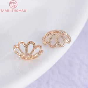 20PCS 8MM 24K Plated Brass Flower Beads Caps DIY Jewelry Accessories