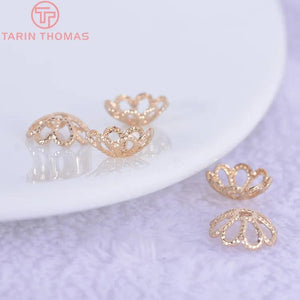 20PCS 8MM 24K Plated Brass Flower Beads Caps DIY Jewelry Accessories