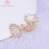 20PCS 8MM 24K Plated Brass Flower Beads Caps DIY Jewelry Accessories