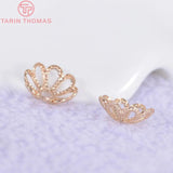 20PCS 8MM 24K Plated Brass Flower Beads Caps DIY Jewelry Accessories