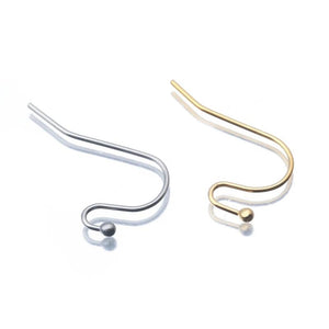 20pcs Stainless Steel Plated Bead Ball Head Earring Hooks French Ear Wires