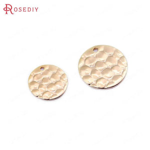 20PCS Brass Stone Pattern Round Disk Charms Jewelry Findings
