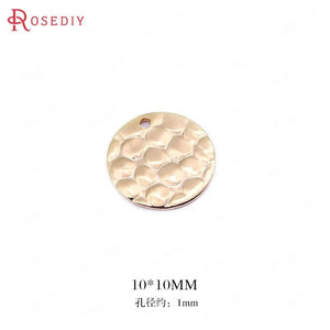 20PCS Brass Stone Pattern Round Disk Charms Jewelry Findings
