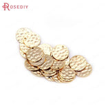 20PCS Brass Stone Pattern Round Disk Charms Jewelry Findings
