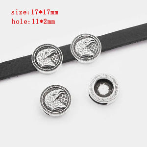 10x Antique Silver Animals Slider Beads 10x2mm Flat Leather Cord DIY Jewel