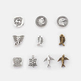 10x Antique Silver Animals Slider Beads 10x2mm Flat Leather Cord DIY Jewel