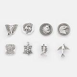 10x Antique Silver Animals Slider Beads 10x2mm Flat Leather Cord DIY Jewel