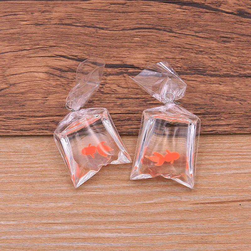 10pcs 3D Resin Goldfish Bag Earrings Pendant DIY Necklace Bracelet Charms