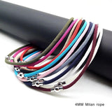 4mm Milan Rope Necklaces DIY Necklace Pendant Charms Findings with Magnet Buckle