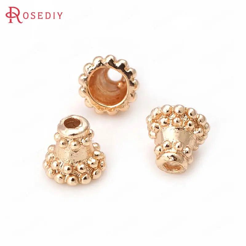 10PCS 8MM High Champagne Plated Brass Speaker Beads Caps