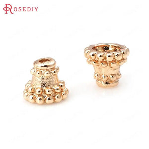 10PCS 8MM High Champagne Plated Brass Speaker Beads Caps