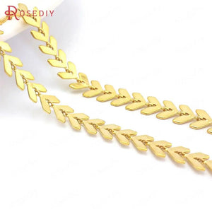 6MM 24K Brass Tree Leaf Necklace Chain DIY Jewelry Findings Accessories