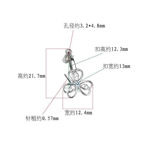 S925 Silver Clover Zircon Pendant Safety Buckle DIY Jade Jewelry