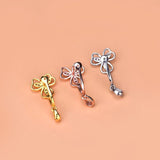 S925 Silver Clover Zircon Pendant Safety Buckle DIY Jade Jewelry