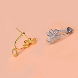 S925 Silver Clover Zircon Pendant Safety Buckle DIY Jade Jewelry