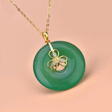 S925 Silver Clover Zircon Pendant Safety Buckle DIY Jade Jewelry
