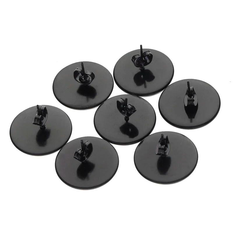 10pcs Stainless Steel Bezel Tray Ear Studs Base for DIY Jewelry Making