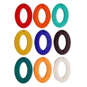 Acrylic Oval Shape Weave Pendant Charms Jewelry Finding Diy 10pcs