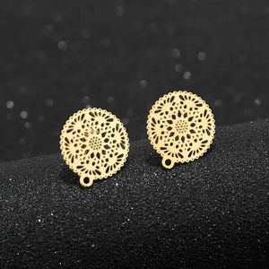 10pcs Stainless Steel Ear Stud Components with Earnuts for Earring Making