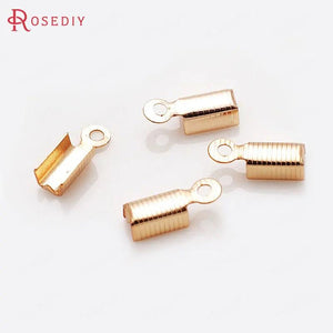 10PCS 11*3.5MM Champagne Brass Rope Ends Fastener Clasps Crimp Clasps