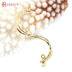6PCS 40*13MM 24K Brass S Shape Connect Charms for DIY Jewelry