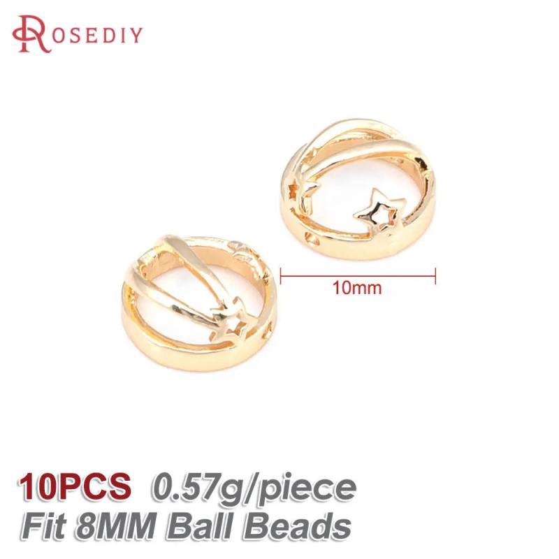 10PCS 10MM 18K Brass Connect Beads 2-Holes Circle Jewelry Making DIY
