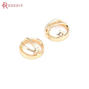 10PCS 10MM 18K Brass Connect Beads 2-Holes Circle Jewelry Making DIY