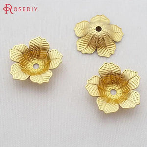 50PCS 16MM Brass Flower Beads Caps Tassel Caps Diy Jewelry Findings