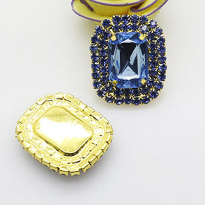 5Pcs 25*30mm Double Row Rhinestone Button DIY Wedding Decoration