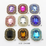 5Pcs 25*30mm Double Row Rhinestone Button DIY Wedding Decoration