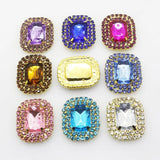 5Pcs 25*30mm Double Row Rhinestone Button DIY Wedding Decoration