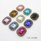 5Pcs 25*30mm Double Row Rhinestone Button DIY Wedding Decoration