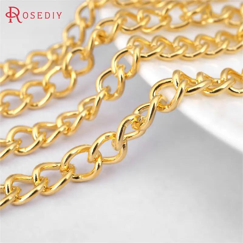 2M 8x5MM Champagne Iron Chain Connect Necklace Chains Diy Jewelry Findings