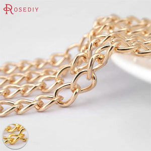 2M 8x5MM Champagne Iron Chain Connect Necklace Chains Diy Jewelry Findings