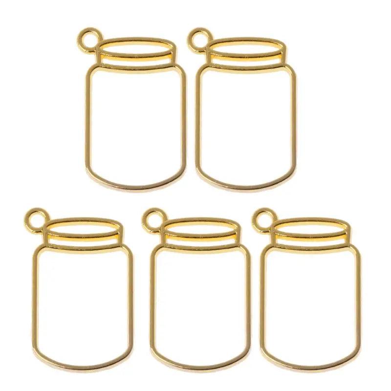N80E 5Pcs Floating Bottles Metal Frame Pendant Bezels
