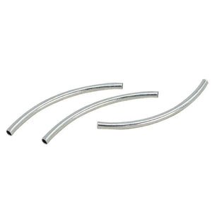100 PCS 2mm*35mm Rhodium Tone Curved Tube Beads