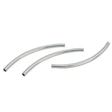 100 PCS 2mm*35mm Rhodium Tone Curved Tube Beads