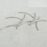 100 PCS 2mm*35mm Rhodium Tone Curved Tube Beads