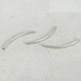 100 PCS 2mm*35mm Rhodium Tone Curved Tube Beads