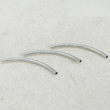100 PCS 2mm*35mm Rhodium Tone Curved Tube Beads