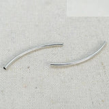 100 PCS 2mm*35mm Rhodium Tone Curved Tube Beads