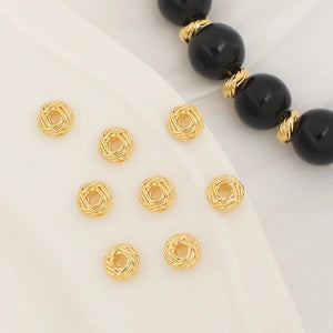 20pcs 18K Flat Round Twist Spacer Beads Three Layer Winding