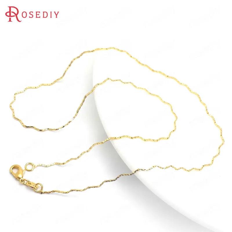 2PCS 24K Copper Necklace Chains with Lobster Clasps for Jewelry Making
