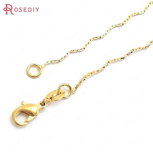 2PCS 24K Copper Necklace Chains with Lobster Clasps for Jewelry Making