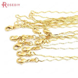2PCS 24K Copper Necklace Chains with Lobster Clasps for Jewelry Making