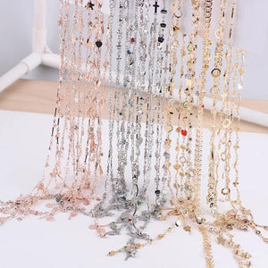 1m Crystal Bead Chain Silver KC Necklace Accessory for DIY Crafts