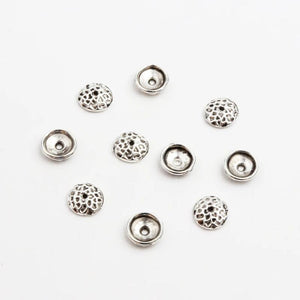 50pcs Semicircular Hollow Metal Spacer Bead Caps for DIY Jewelry Charms