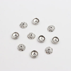 50pcs Semicircular Hollow Metal Spacer Bead Caps for DIY Jewelry Charms