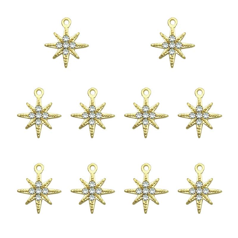 10Pcs Rhinestone Star Charms for DIY Jewelry Making