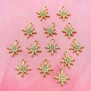 10Pcs Rhinestone Star Charms for DIY Jewelry Making